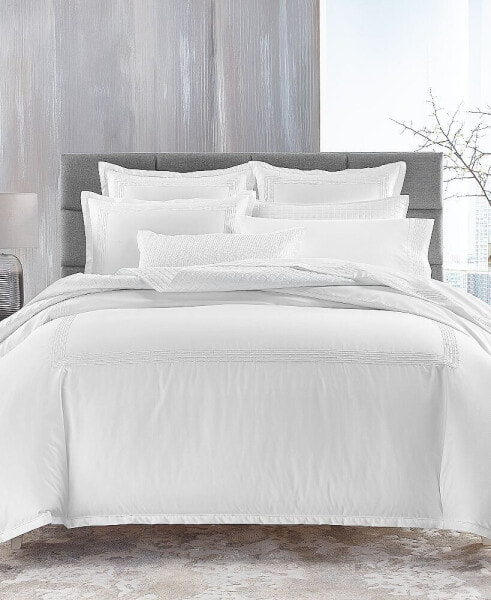 Chain Links Embroidered 100% Pima Cotton Duvet Cover, Full/Queen, Created for Macy's