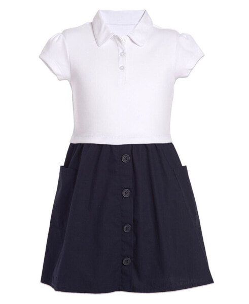 Little Girls Uniform 2 Tone Interlock Dress