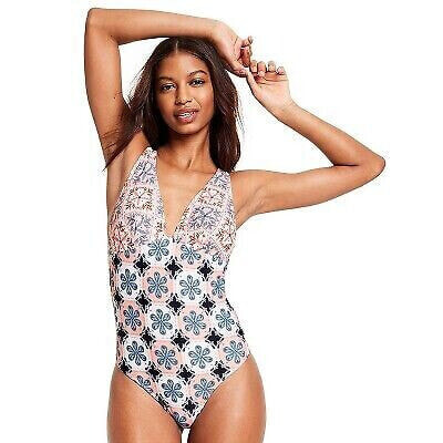 Women's Mixed Coral Tile Print Cheeky One Piece Swimsuit - Agua Bendita