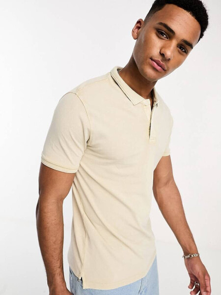 Only & Sons polo in washed beige