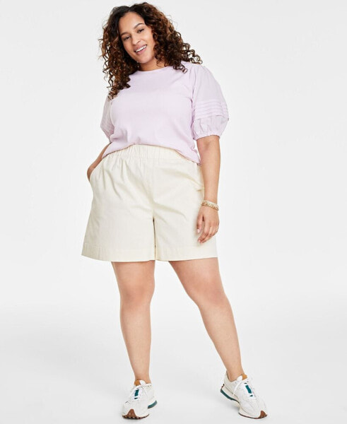 Trendy Plus Size High-Rise Pull-On Chino Shorts, Created for Macy's