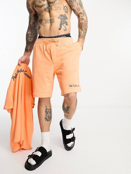 Polo Ralph Lauren x ASOS exclusive collab terry towelling shorts in orange with logo
