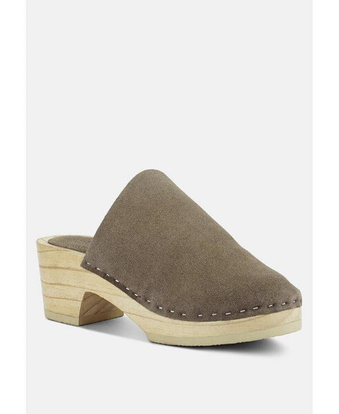 DARCIE Womens Suede Clogs