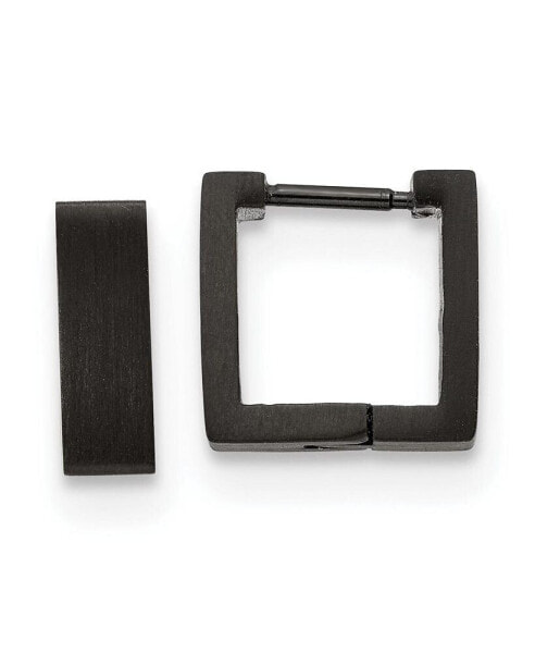 Stainless Steel Brushed Black plated Square Hoop Earrings