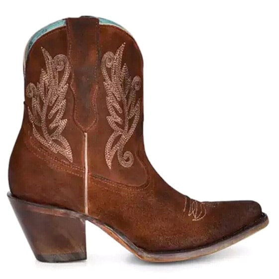 Corral Boots Embroidered Snip Toe Cowboy Booties Womens Brown Casual Boots A4257