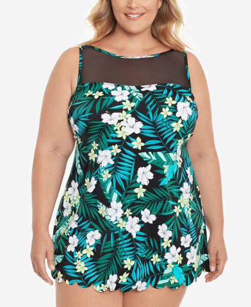 Swim Solutions 271679 Plus Size Tummy Control Swimdress, Swimsuit, 24W, Multi