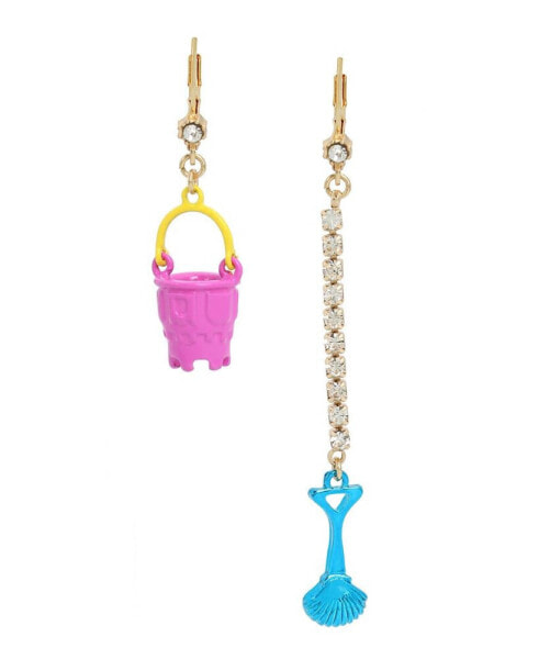 Faux Stone Seashell Shovel Pail Mismatch Earrings