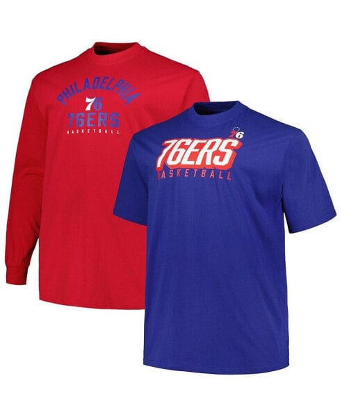 Men's Royal, Red Philadelphia 76ers Big and Tall Short Sleeve and Long Sleeve T-shirt Set