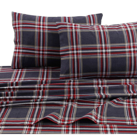 Комплект постельного белья Tribeca Living heritage Plaid из фланели 5-унций с принтом для дополнительно глубокого кармана на односпальную кровать