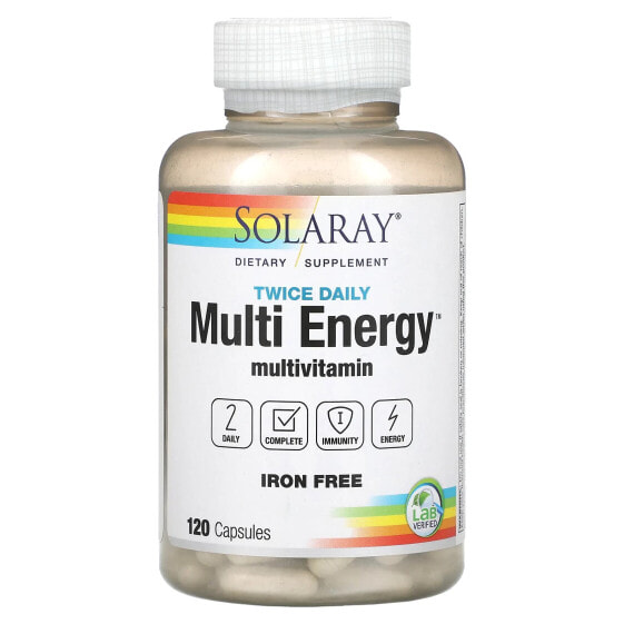 Twice Daily, Multi Energy, Multivitamin, Iron Free, 120 Capsules