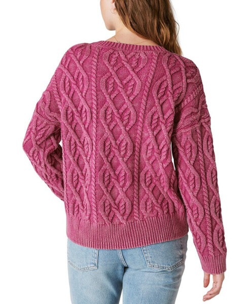 Women's Cable-Knit Crewneck Sweater