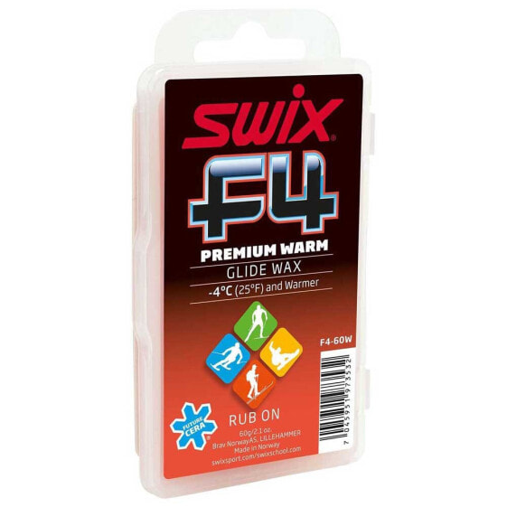 Мазь глидвакс SWIX F4-60W-N Преимиум теплое с коркой 60 г