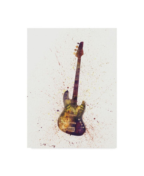 Michael Tompsett Electric Bass Guitar Abstract Watercolor Canvas Art - 15" x 20"