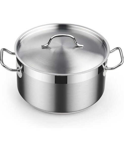 6-Quart Stock Pot with Lid, Professional 18/10 Stainless Steel Stockpot Dutch Oven Casserole Cooking Pot, Ollas de Cocina, Compatible with All Stovetops, Silver