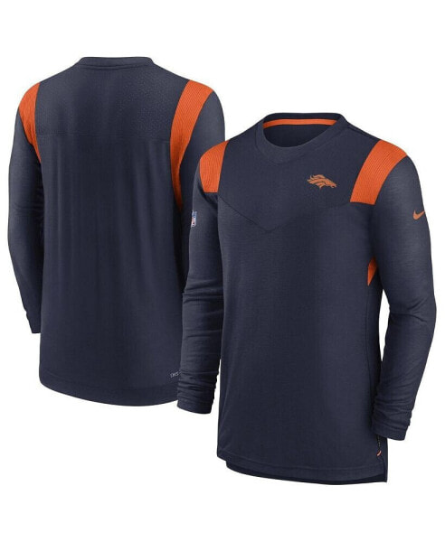 Men's Navy Denver Broncos Sideline Tonal Logo Performance Player Long Sleeve T-shirt