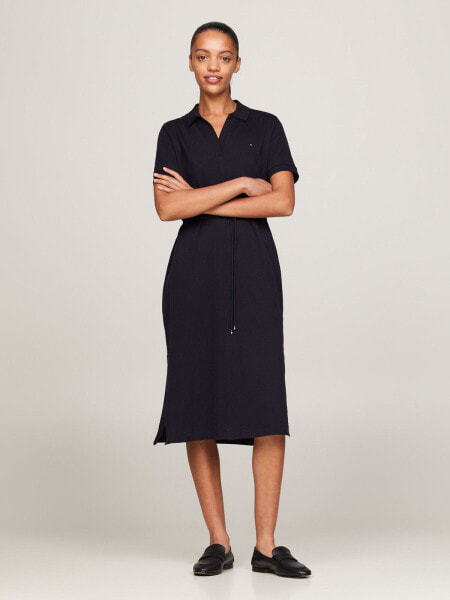 Open Placket Midi Polo Dress