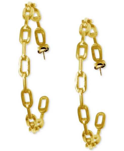 14k Gold-Plated Large Link Hoop Earrings, 2.5"