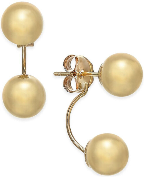 Double-Ball Drop Earrings in 10k Gold