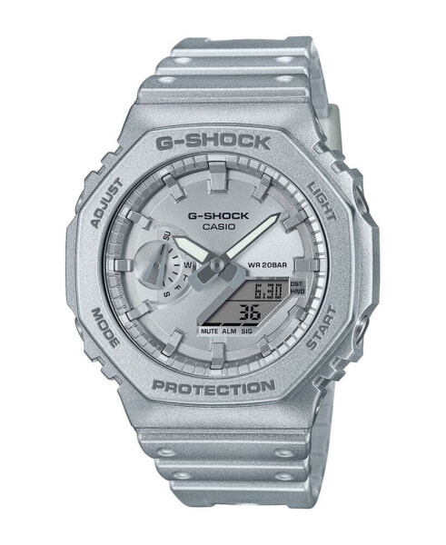 Часы и аксессуары CASIO модель G-Shock мужские аналогово-цифровые серебристые на ремешке из смолы 45,4 мм, GA2100FF-8A