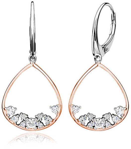 Stunning bicolor earrings with crystals E0001317