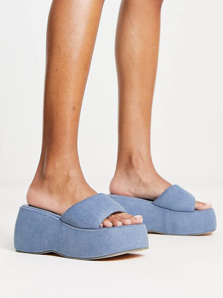 Daisy Street chunky sole sandals in denim