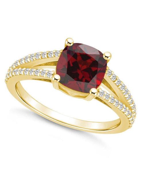 Garnet and Diamond Accent Ring in 14K Yellow Gold