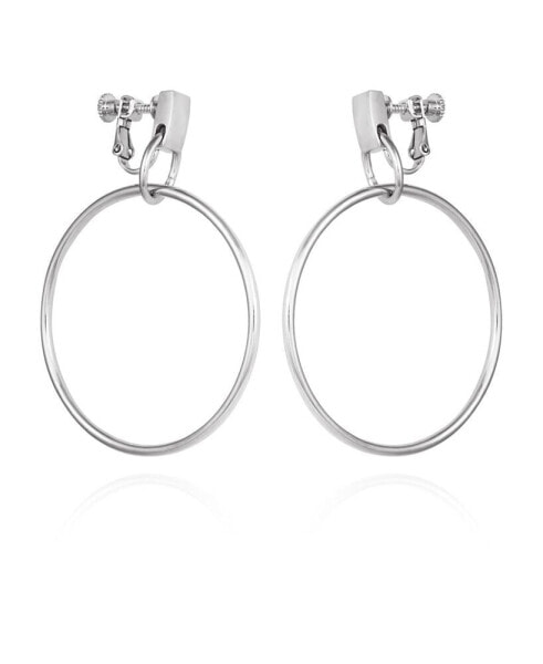 Clip-On Drop Hoop Earrings