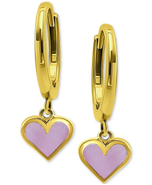 Pink Shell Heart Dangle Hoop Drop Earrings in 18k Gold-Plated Sterling Silver, Created for Macy's