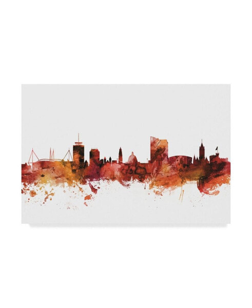 Michael Tompsett Cardiff Wales Skyline Red Canvas Art - 20" x 25"