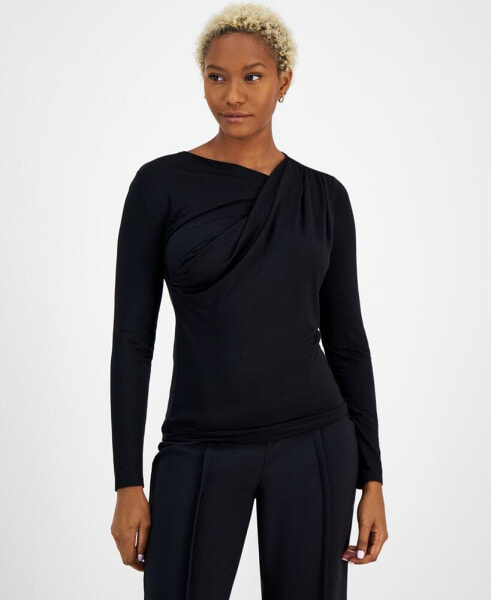 Women's Asymmetric-Neck Long-Sleeve Top, Created for Macy's