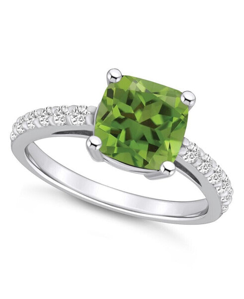 Peridot (2-3/8 Ct. T.W.) and Diamond (1/3 Ct. T.W.) Ring in 14K White Gold
