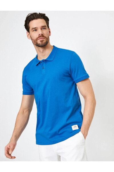 Erkek Lacivert Süs Etiket Detayli Slim Fit Polo Yaka T-shirt