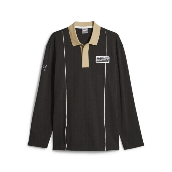 Puma Pl Statement Long Sleeve Polo Shirt Mens Black Casual 62101601