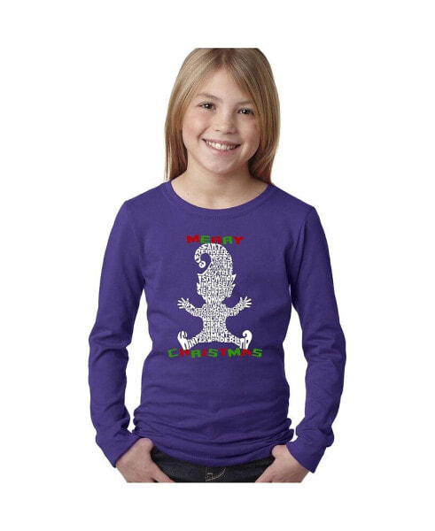 Child Christmas Elf - Girl's Word Art Long Sleeve T-Shirt