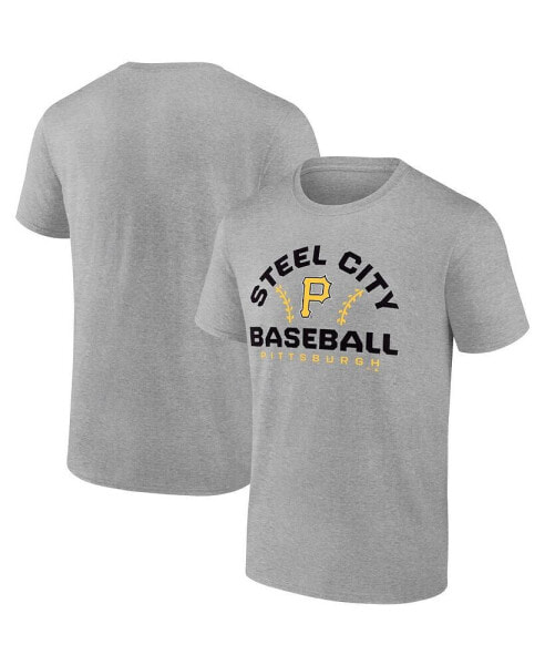 Men's Heathered Gray Pittsburgh Pirates Iconic Go for Two T-shirt