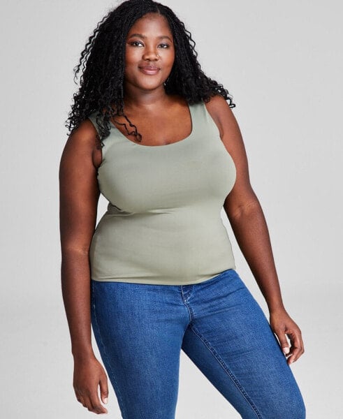 Plus Size Scoop-Neck Sleeveless Top, Created for Macy's