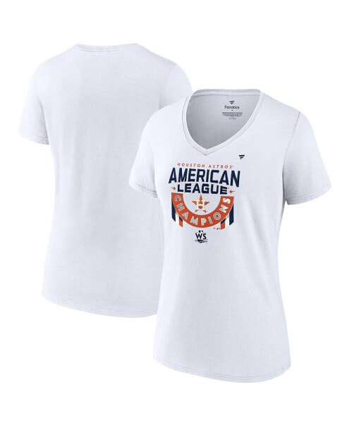 Women's White Houston Astros 2022 American League Champions Locker Room Plus Size V-Neck T-shirt