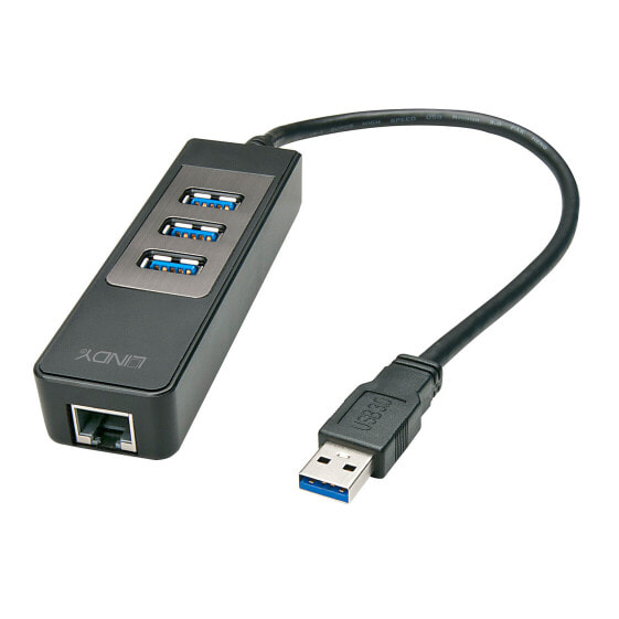 Адаптер Lindy 43176 USB 3.2 Gen 1 (3.1 Gen 1) Type-A - RJ-45, 5000 Mbit/s - Black - IEEE 802.3, IEEE 802.3ab, IEEE 802.3u - USB
