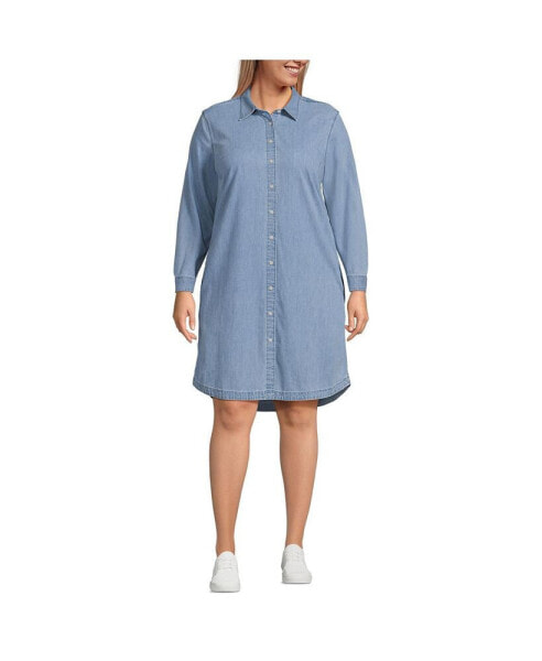 Plus Size Chambray Button Front Dress