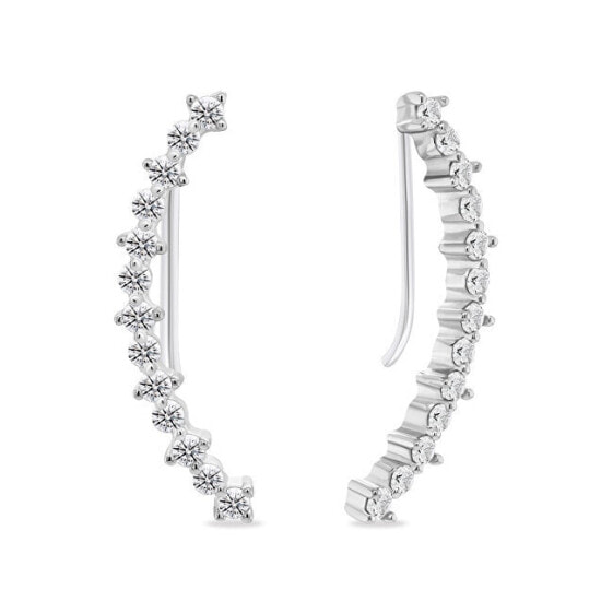 Sparkling long silver earrings EA967W