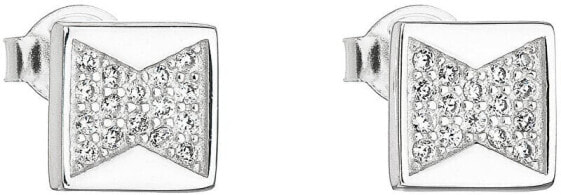 Silver plated earrings with zircon white diamond 11043.1