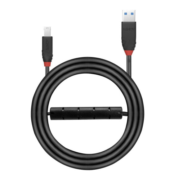 Lindy 10m USB 3.0 Active Cable Slim - 10 m - USB A - USB B - USB 3.2 Gen 1 (3.1 Gen 1) - 5000 Mbit/s - Black