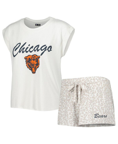 Пижама женская Concepts Sport Chicago Bears Montana Белая, Кремовая с футболкой и шортами