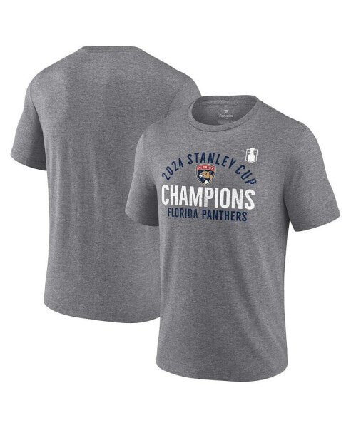 Men's Heather Gray Florida Panthers 2024 Stanley Cup Champions Rush Tri-Blend T-Shirt