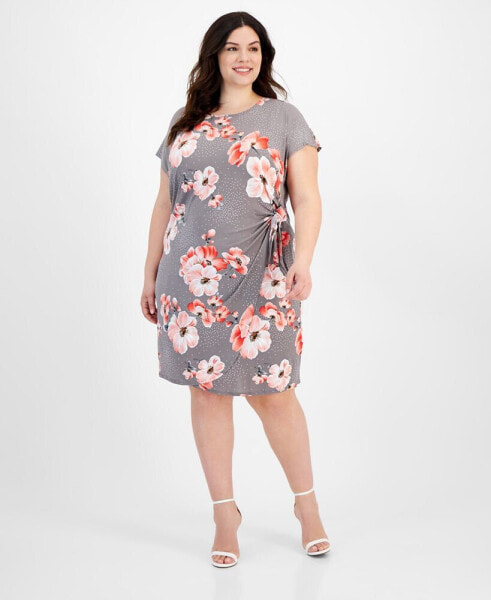 Plus Size Floral-Print Sarong Dress