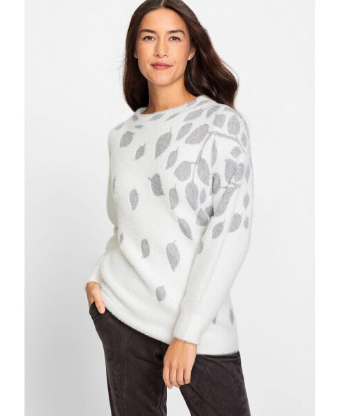 Long Sleeve Plush Pattern Boat Neck Sweater