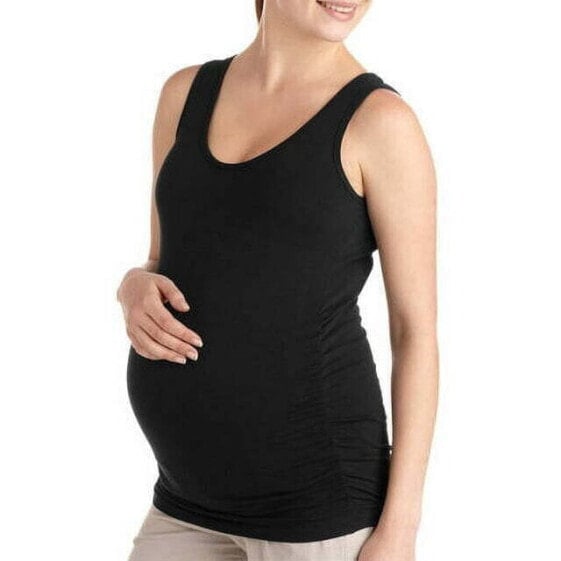 Oh! Mamma Maternity Tank Women's Small Black Ruched-sides Stretchy Comfort Scoop