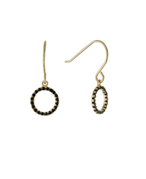 Black Spinel Circle Drop Earrings