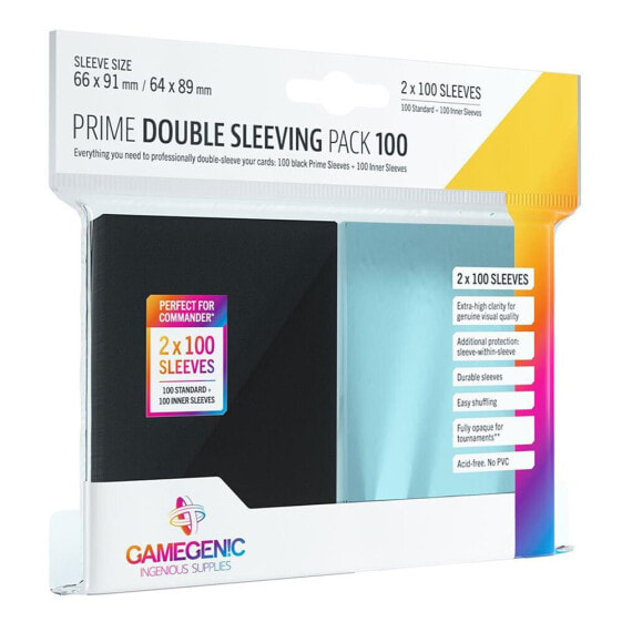 GAMEGENIC Card Sleeves Prime Double Sleeving Pack 100 Units 66x91/64x89 mm