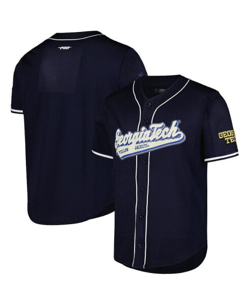 Men's Navy Georgia Tech Yellow Jackets Mesh Full-Button Replica Baseball Jersey